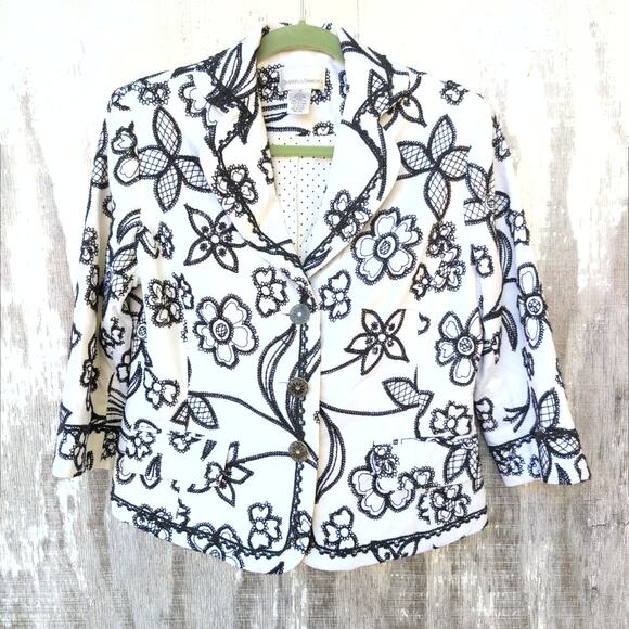 Draper's & Damon's Linen Blend Whimsy Coastal Blazer Women's 10 - Picture 1 of 11